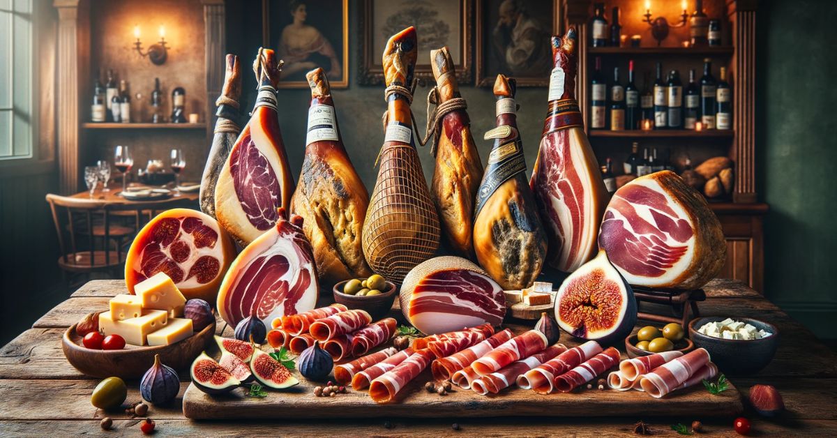 Forskellige spanske skinker